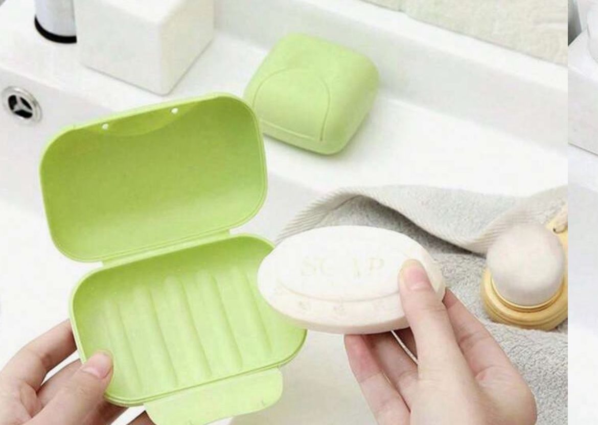 Blue / 1pc Plastic Soap Box, Travel Soap Container With Lid, Portable Soap Case, Solid Color Soap Holder Box, Drain Soap Dishes For Travel Camping Gym