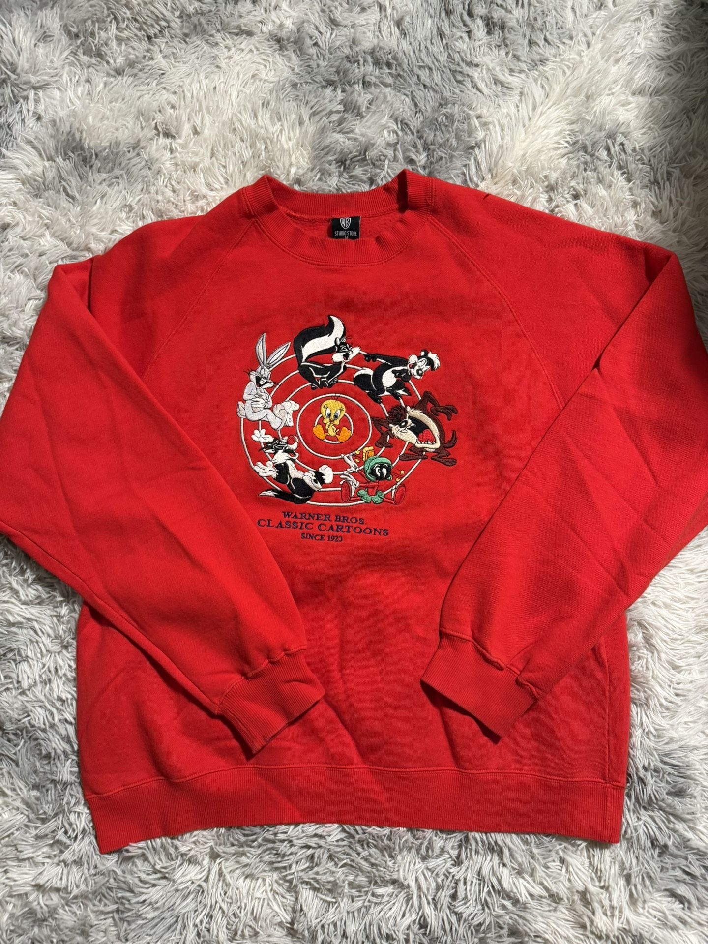 Warner Bros! The Famous Studio Store WARNER BROS CLASSIC Cartoon Big Logo Sweatshirt Red Colour