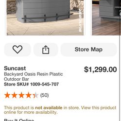 Suncast Backyard Oasis Resin Plastic Outdoor Bar