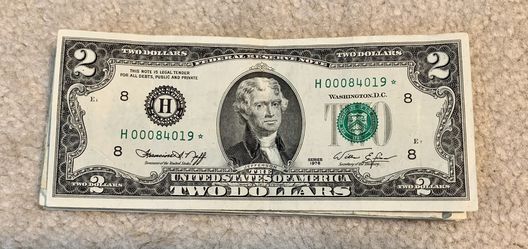 2 Dollar Bill, Star Note* 1976