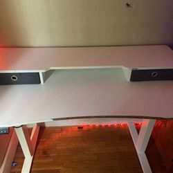 White electric standing desk