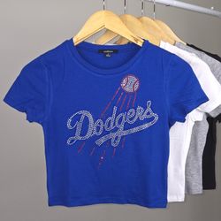 Dodgers Rhinestone T-shirt Cropped