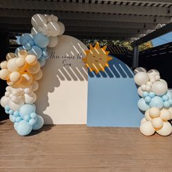 Baby Shower Backdrop Balloons Here Comes The Son