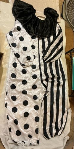 Black and White Clown Costume One Size 300 lbs