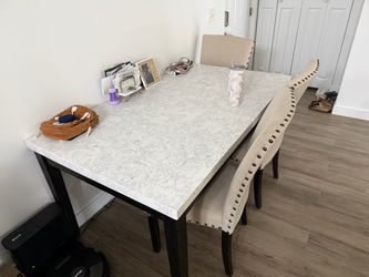 Marble dining table with six chair chairs