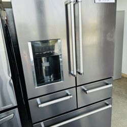 Black Stainless Kitchen Aid 5 Door Refrigerator 