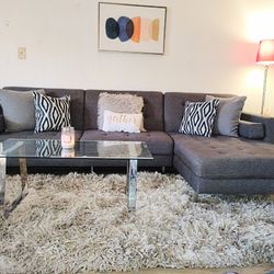 Gray Quality Contemporary Chaise/Section/Futon Sofa I'm