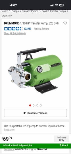Drummond Use this portable 120V pump to transfer liquids at home.