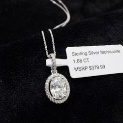 Sterling Silver Moissanite  Necklace 1.68 CT