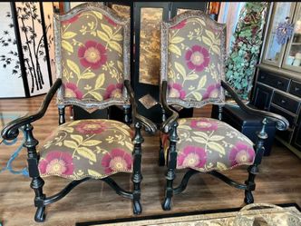 Parker Southern Vintage King Louis XV Style Armchairs - Pair