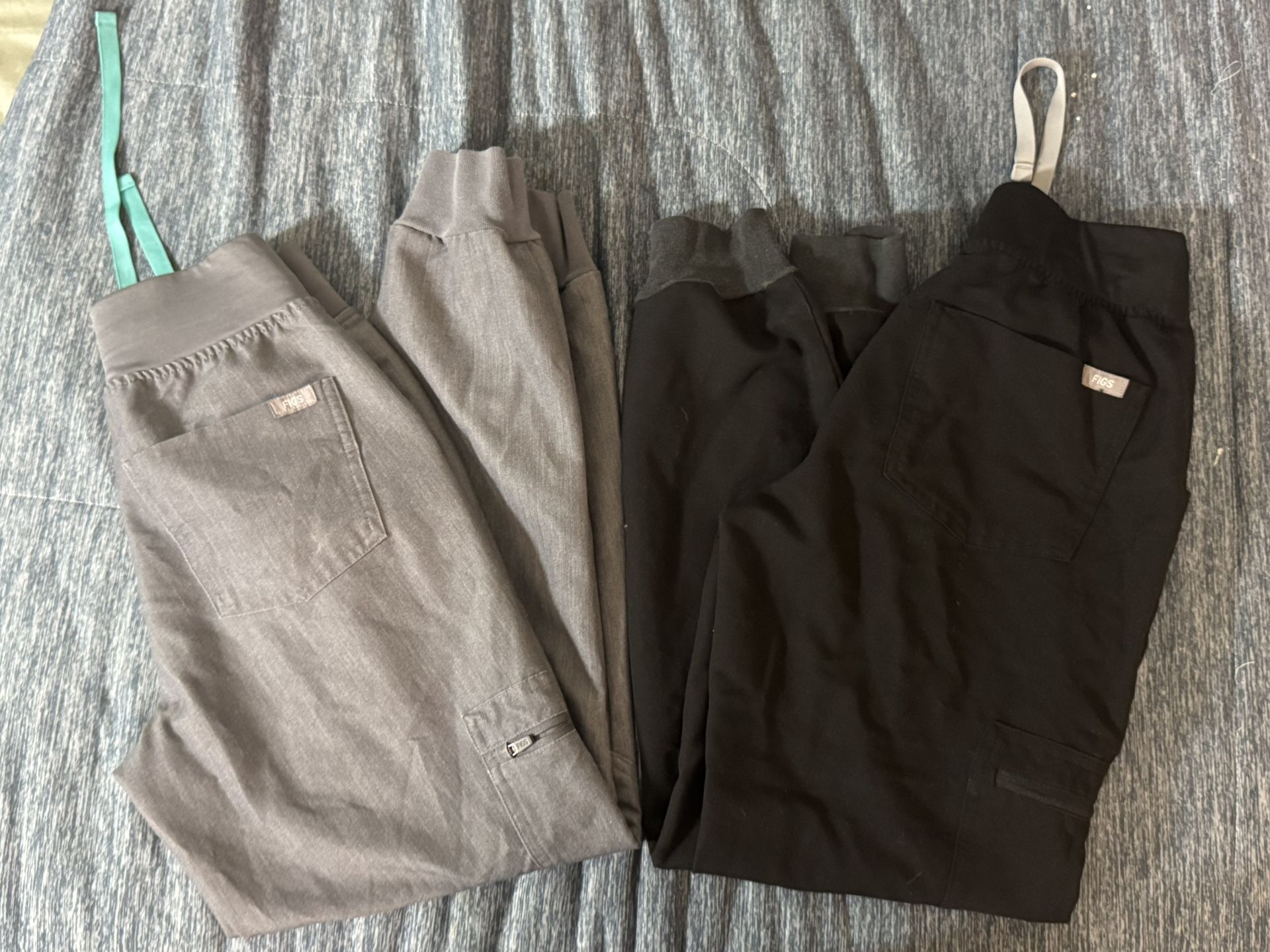 Figs Heater Grey And Black Scrub Pants, High Waisted Zamora XXS Petite