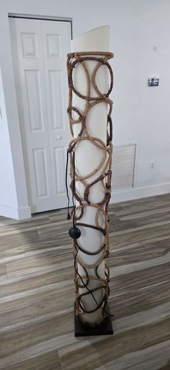 Tall Floor Lamp with Woven Rope Shade