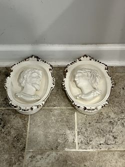 Antique Pair Of Gesso Art Wall