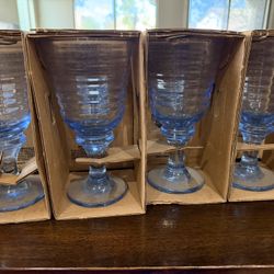 Vintage Misty Blue Glasses Set Of 8 