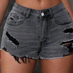 NEW DISTRESSED BLACK JEAN SHORTS XL