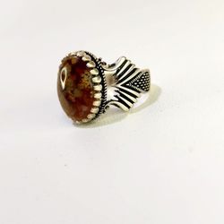 Natural Arabian Gemstone Ring With Silver Frame 925 Size 10 USA
