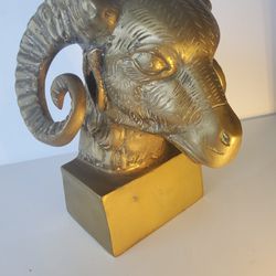 Vintage antique brass Ram head
