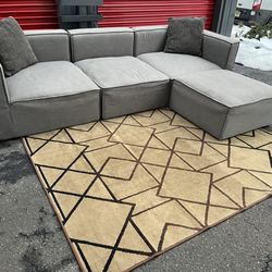 Sectional Couch with Ottoman!! Delivery Available 🚚!! Dimensions: 109” Length x 28” Height x 38” Depth- Ottoman Dimensions: 32” x 32” x 16” Height