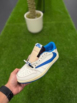 Fragment Design x Travis Scott x Air Jordan 1 Retro Low OG SP 'Sail Military Blue'