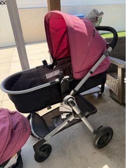 Stroller with infant car seat, bassinet/toddler chair