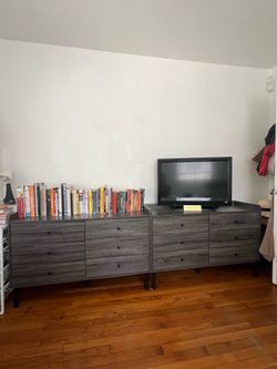 94” Modern Gray Bedroom Dresser Set – Excellent Condition