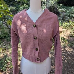 Anthropologie Moon & Madison Pink Cropped Cardigan Sweater