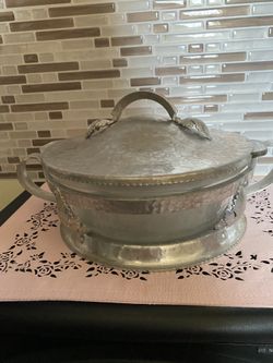 Vintage Trade Continental Mark Hammered Silverlook Aluminum 3 Piece Serv. #558 Rare