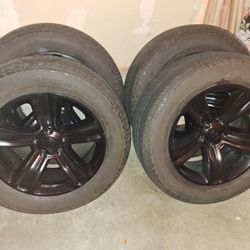 Tires And Wheels For Dodge Ram 1500—Set Of 4 NEW Black Satin REPLICA Wheels For Dodge Ram 1500 With Hankook Dynapro AT2 Tires*see Description *