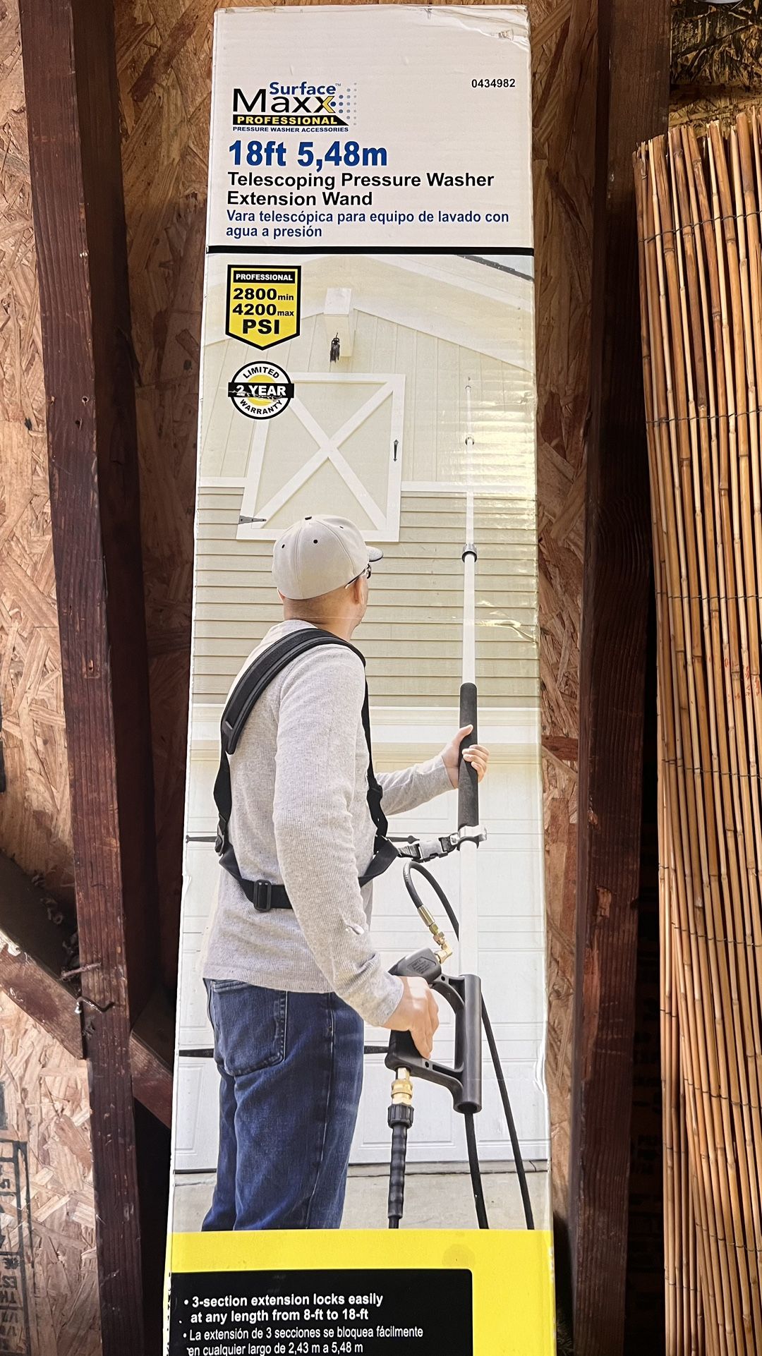 SurfaceMaxx Pro 18-ft Telescoping Pressure Washer Wand (4200 PSI) w/ Belt