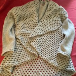 Anthropologie Elsamanda Cardigan Sweater Small Brown Crochet Knit Open Drape L Made In Italy