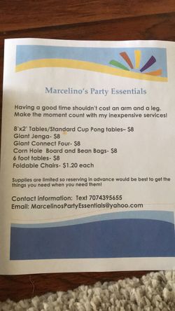 Marcelinos Party Essentials!