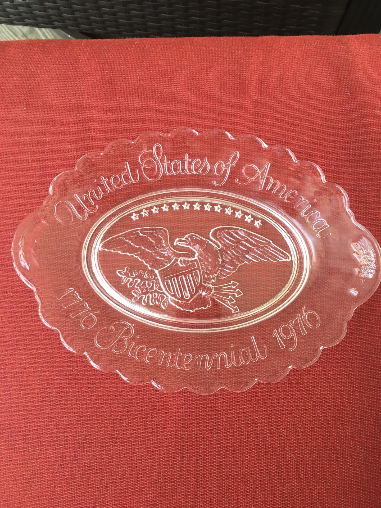 Vintage Collectible Bicentennial Glass Dish marked Avon