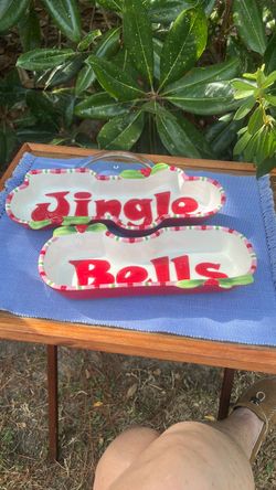Jingle Bells Christmas Ceramic Serving Dish Set