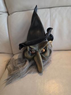 Vintage 1994 Paper Magic Group Witch Halloween Mask Long Gray Hair Hag As-Is