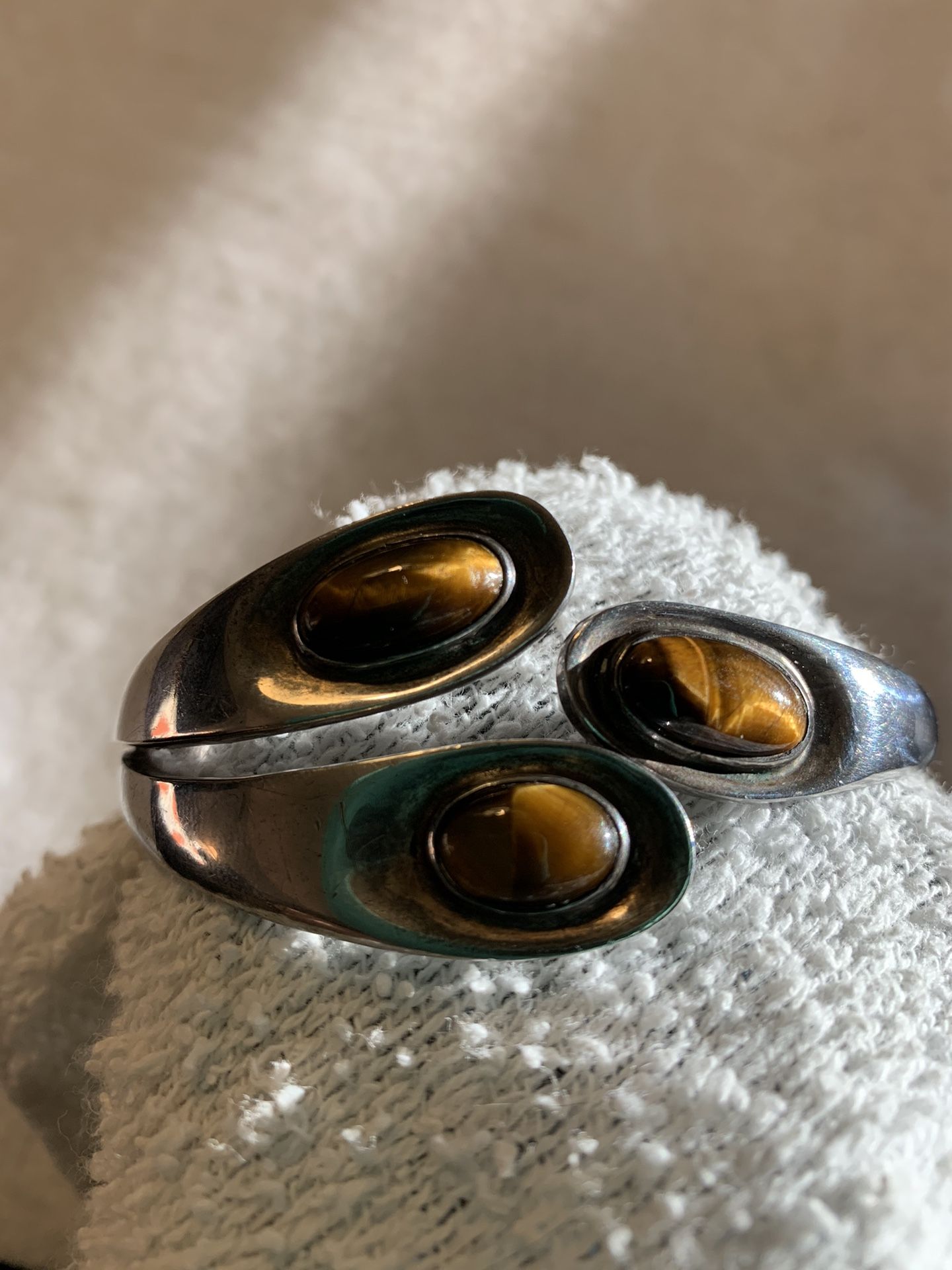 Bracelet Sterling Silver And 3 Tiger’ Eye Stones