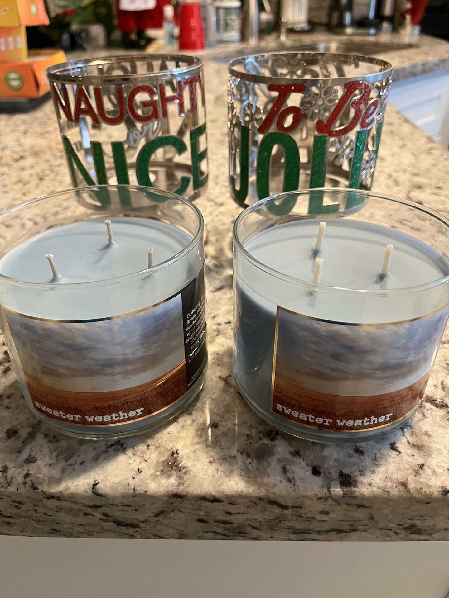 CHRISTMAS CANDLE HOLDERS/CANDLES
