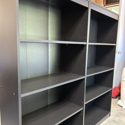 Two Black Wooden Bookcases Excellent Condition