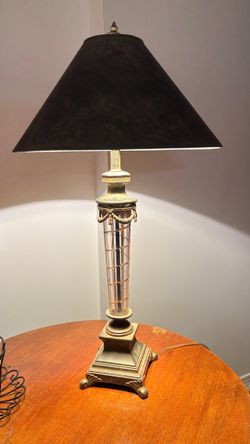 Elegant Neoclassical Table Lamps – Set of 2 with Glass Columns & Bronze Finish