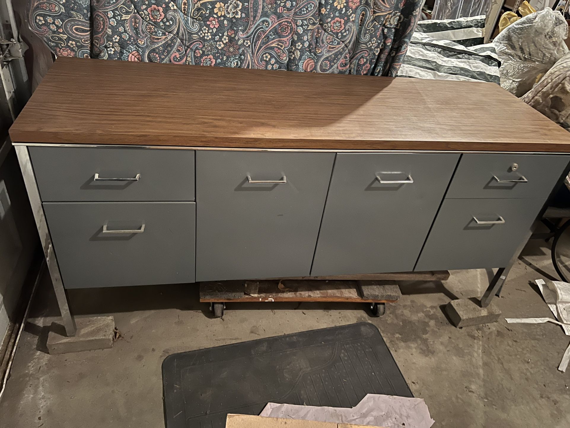 Rare Vintage Blue/Gray Credenza/Desk