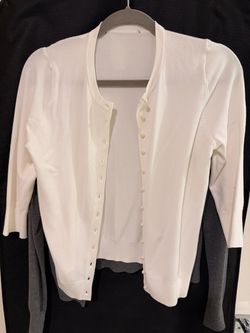 White Knit Cardigan with Pearl Buttons