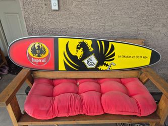 60" length X 14" width/// IMPERIAL SURFBOARD SING  /// WALL DECOR IN VERY GOOD CONDITION