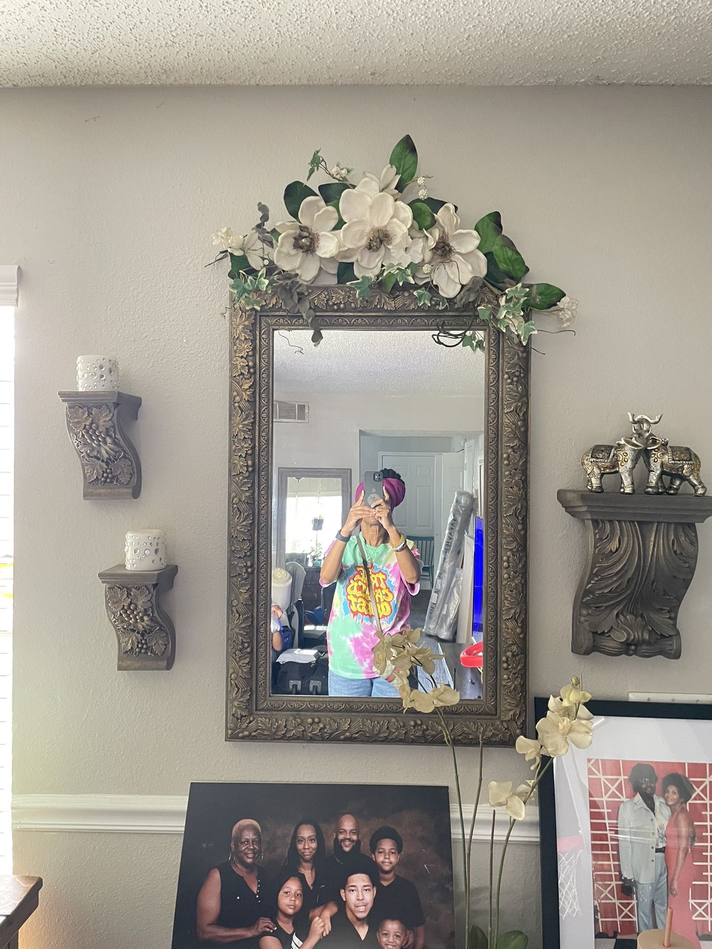 Antique Mirror With Shelves