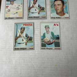 1970 Topps Set Of 5 Damaged Cards Pen Marks 