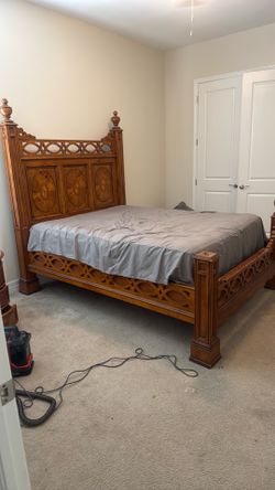 Real oak or cherry bedframe, and nightstand