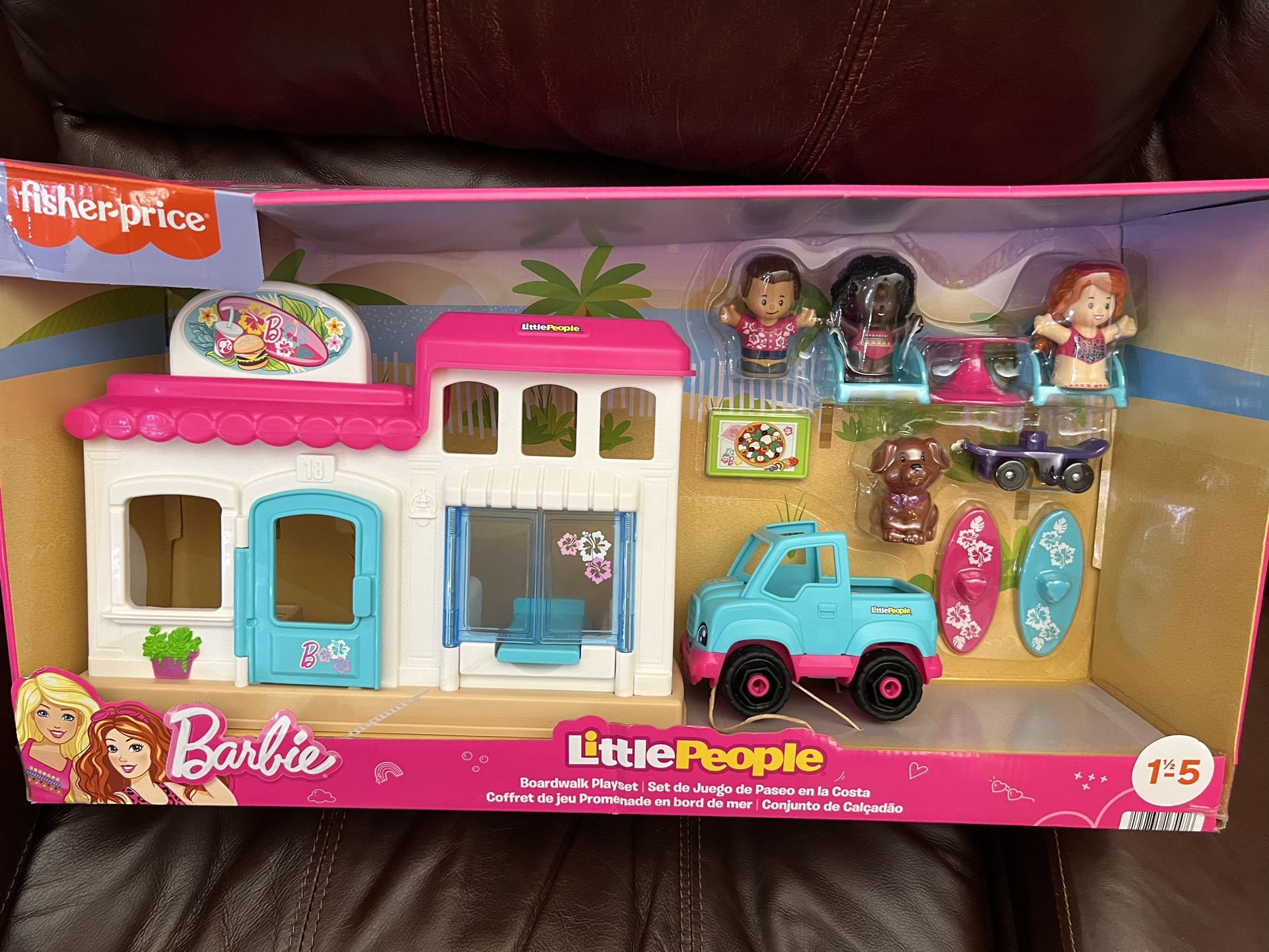 Fisher-Price Little People Barbie Boardwalk Playset Value Bundle with Figures & Accessories