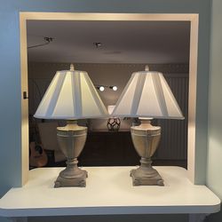 Pair of Vintage Urn-Style Table Lamps with Shades – Rare 90s Design