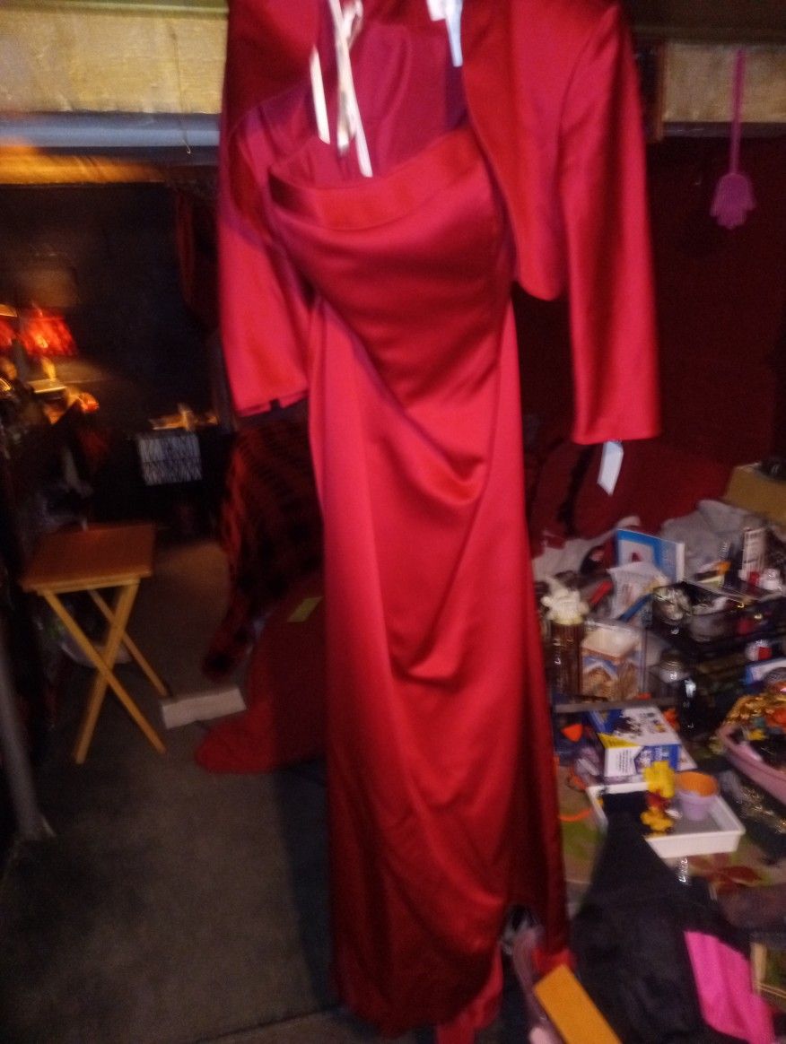Sz 16 Strapless Apple Red David's Bridal Dress With Jacket