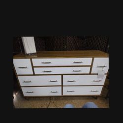 Beautiful White And Brown Mid-century Modern Style Dresser (NEW ) 