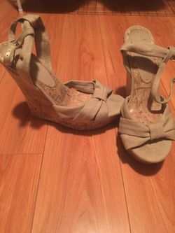 Beige wedges