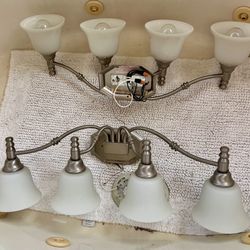 2 Brush Nickel 4-Light bathroom fixtures 